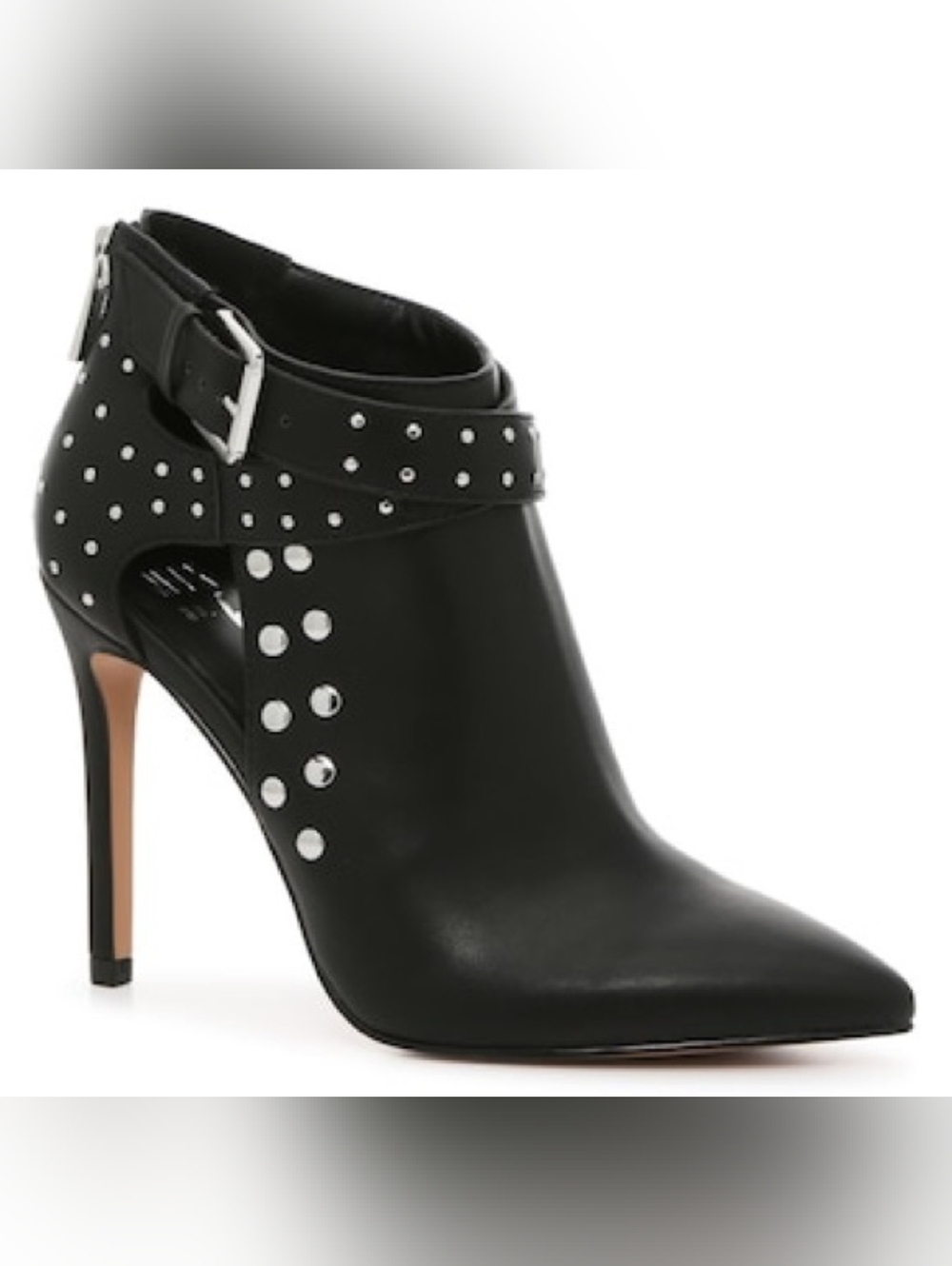 Studded Pointed-Toe Ankle Boot in Black